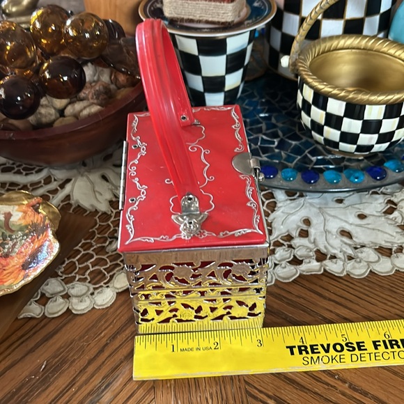 Vintage Silver Metal & Red Lucite Box Bag - Picture 9 of 10